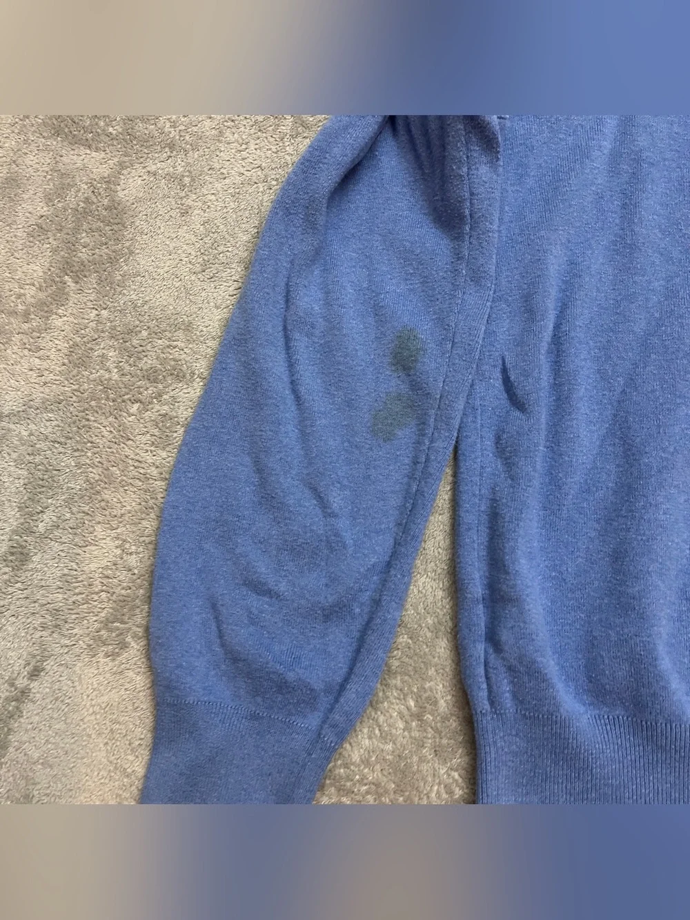 Polo Ralph Lauren Mens Size Large Blue V Neck Pima Cotton Sweater Pullover